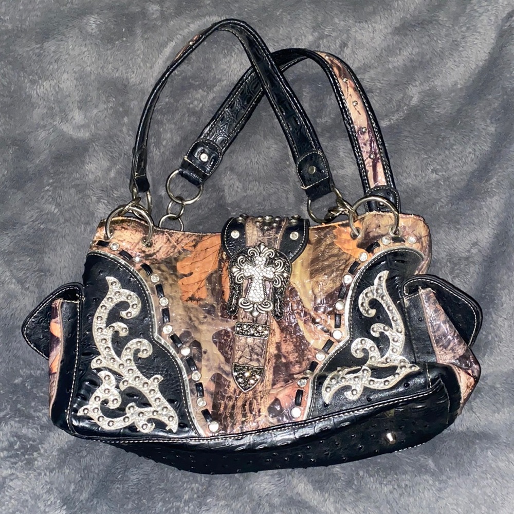 western bling camo purse